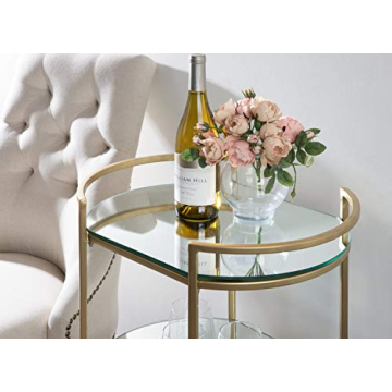 Elegant Vasseur Bar Cart in Gold with Mirrored Shelves
