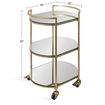 Elegant Vasseur Bar Cart in Gold with Mirrored Shelves