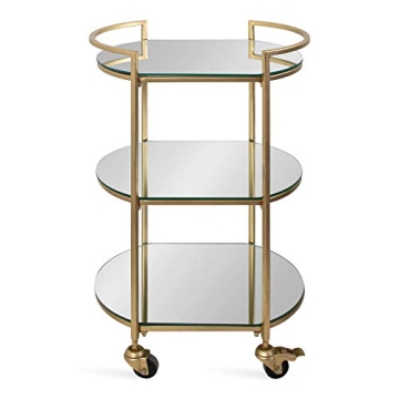 Elegant Vasseur Bar Cart in Gold with Mirrored Shelves