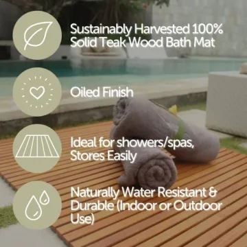 Nordic Style Premium Teak Shower Mat - Safety & Elegance