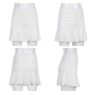 SAFRISIOR Ruched Ruffle Short Skirt for Women