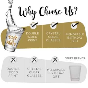 Wife of the Party and The Party Bachelorette Party Shot Glasses, Set of 12, 11 Gold The Party and 1 Gold Wife of the Party Shot Glass, Perfect Bachelorette Party Decorations and Brides Maid Gifts
