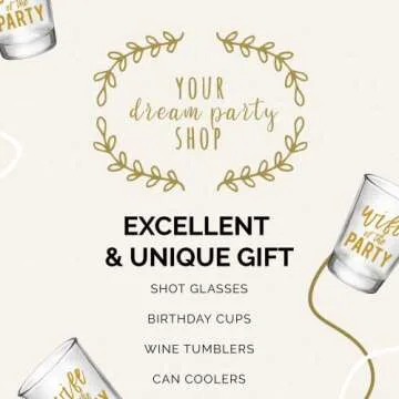 Wife of the Party and The Party Bachelorette Party Shot Glasses, Set of 12, 11 Gold The Party and 1 Gold Wife of the Party Shot Glass, Perfect Bachelorette Party Decorations and Brides Maid Gifts