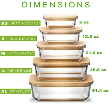 Stylish Glass Food Storage Containers Set with Bamboo Lids