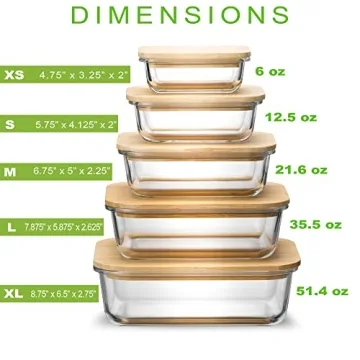 Stylish Glass Food Storage Containers Set with Bamboo Lids