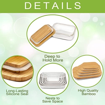 Stylish Glass Food Storage Containers Set with Bamboo Lids