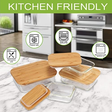 Stylish Glass Food Storage Containers Set with Bamboo Lids