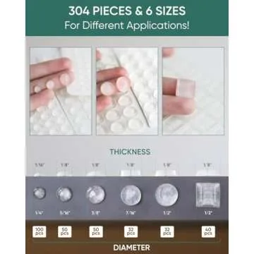 ONUEMP 304pcs Cabinet Door Bumpers Clear, Adhesive Rubber Feet Silicone, Sound Dampening Door Slam Stopper Non Slip Furniture Pads Wall Protector for Cutting Board, Door, Drawers, Glass Cabinet