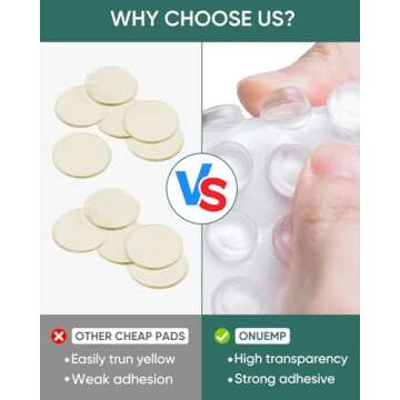 ONUEMP 304pcs Cabinet Door Bumpers Clear, Adhesive Rubber Feet Silicone, Sound Dampening Door Slam Stopper Non Slip Furniture Pads Wall Protector for Cutting Board, Door, Drawers, Glass Cabinet