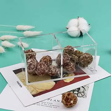 dedoot Acrylic Drawer Organizer, Clear 2 Compartment 2 Section Makeup Organizer Transparent Plastic Makeup Brush Holder Makeup Jewelry Accessories Storage Acrylic Square Cube Box,5x2.5x2.3 Inch