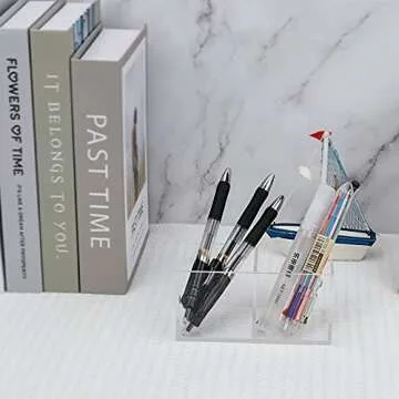 dedoot Acrylic Drawer Organizer, Clear 2 Compartment 2 Section Makeup Organizer Transparent Plastic Makeup Brush Holder Makeup Jewelry Accessories Storage Acrylic Square Cube Box,5x2.5x2.3 Inch