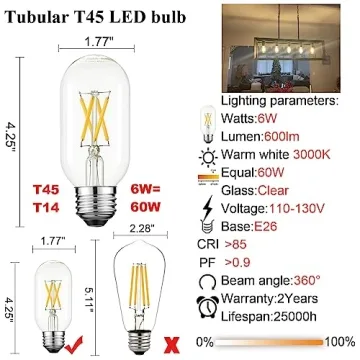 LiteHistory E26 Edison LED Bulbs - Dimmable & Energy-Efficient