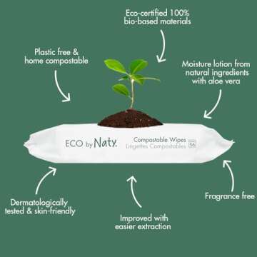 Eco by Naty Aloe Vera Baby Wipes – Plant Based Wipes, Compostable Baby and Newborn Hypoallergenic ...