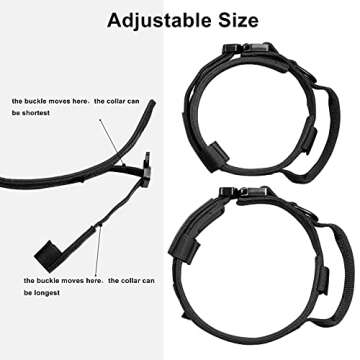 DAGANXI Tactical Dog Collar, Adjustable Military Training Nylon Dog Collar with Control Handle and Heavy Metal Buckle for Medium and Large Dogs, with Patches and Airtags Case (L, Black)