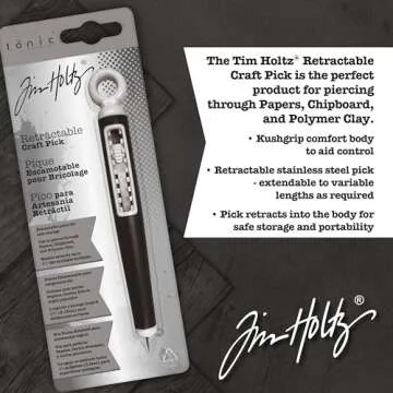 Tim Holtz Craft Pick Poker - Retractable Punch Tool for Paper Crafting, Scrapbooking, Die Cuts, and Art Supplies - Adjustable Fine Point Tip