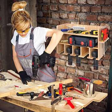 Mayyol Power Tool Storage Organizer, Drill Holder Wall Mount Drill Charging Station Garage Tool Cabi...