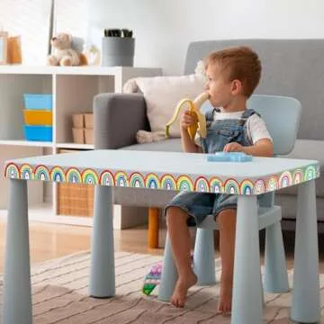 60ft Bulletin Board Border Decorations - 2 Rolls Rainbow Coated Classroom Rolled Border Trim for Classroom Back to School Chalkboard Board Border Decor