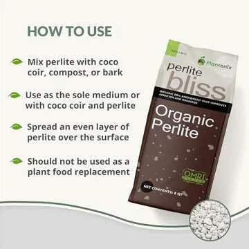 Perlite Bliss (8 Qts) - Organic Perlite for Plants - Coarse Perlite Bulk Soil Amendment - Chunky Perlite for Plants, Potting Soil, Garden Soil, & Coco Coir - Horticultural Perlite for Gardening