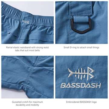 BASSDASH Men's 6" Fishing Shorts UPF 50+ Water Resistant Quick Dry Hiking Cargo Shorts with Multi Pocket