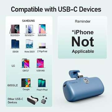 iWALK USB-C Portable Charger for iPhone 15: Mini 20W 4800mAh Wireless Power Bank Fast Charging Trave...