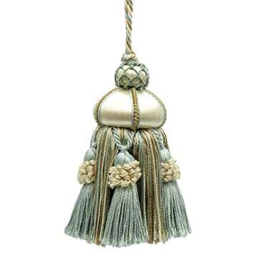 Elegant Hand-Crafted Key Tassel in Cream Blue