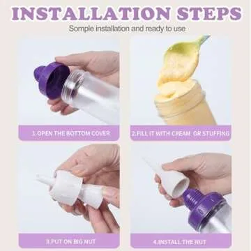 JAYVAR Dessert Decorating Syringe Set, Icing Dispenser Tool, Dessert Decorator Pro with 7 Icing Nozzles for Pushes Icing to Decorate Baked, Cake Decorating Gun for Frosting Cream to Make Cupcakes