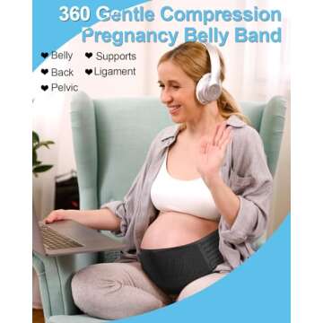 SNUSIM Belly Bands for Pregnant Women Maternity Support Belt Pregnancy Belly Support Band - Pregnancy Must Haves Pelvic Support Bands Belly Band - Relieve Abdomen, Waist, Back, Pelvic & Hip Pain