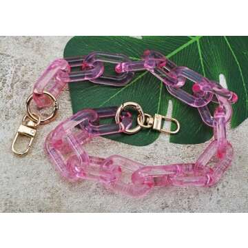 Mini Skater 1pcs Acrylic Hand Bag Chain 17inch Plastic Clear Strap with Buckles Handle Replacement Bag Strap Decoration Shoulder Strap for Handbag Purse Making Accessory Fashion DIY (Rose Red)