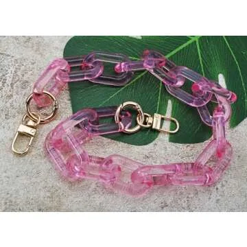Mini Skater 1pcs Acrylic Hand Bag Chain 17inch Plastic Clear Strap with Buckles Handle Replacement Bag Strap Decoration Shoulder Strap for Handbag Purse Making Accessory Fashion DIY (Rose Red)