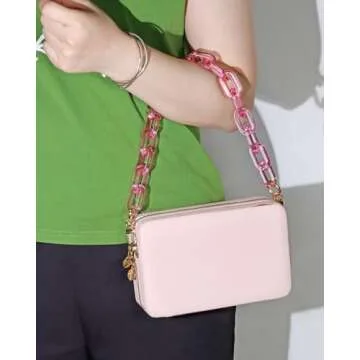 Mini Skater 1pcs Acrylic Hand Bag Chain 17inch Plastic Clear Strap with Buckles Handle Replacement Bag Strap Decoration Shoulder Strap for Handbag Purse Making Accessory Fashion DIY (Rose Red)