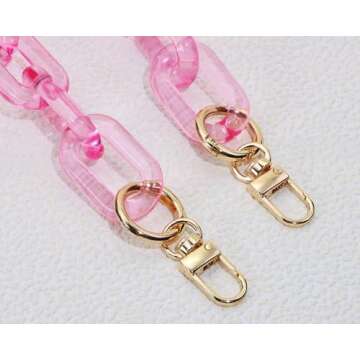 Mini Skater 1pcs Acrylic Hand Bag Chain 17inch Plastic Clear Strap with Buckles Handle Replacement Bag Strap Decoration Shoulder Strap for Handbag Purse Making Accessory Fashion DIY (Rose Red)