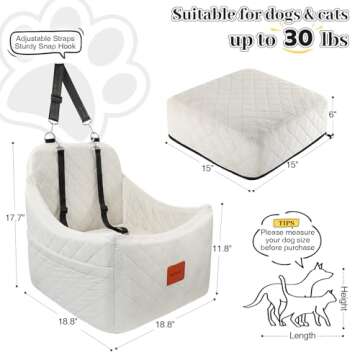 INDYBUD Dog Car Seat for Small Medium Dogs,Detachable Washable Dog Booster Car Seat Up to 35lbs,Pet ...