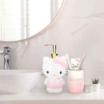 Hello Kitty Tumbler and Soap Dispenser Set - Adorable Decor