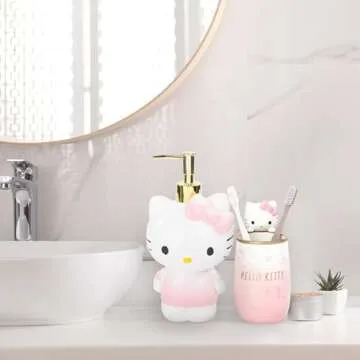 Hello Kitty Tumbler and Soap Dispenser Set - Adorable Decor