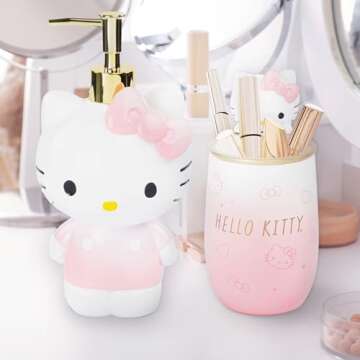 Hello Kitty Tumbler and Soap Dispenser Set - Adorable Decor