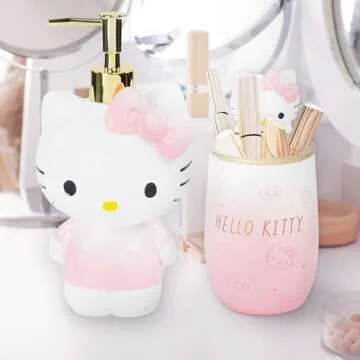 Hello Kitty Tumbler and Soap Dispenser Set - Adorable Decor