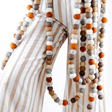 Peachy Party Easter Felt Ball Garland | 9 Ft Pink Pom Pom Garland | Rustic Spring Garland for Mantle, Wall, Table Centerpiece | 100% Wool Felt Garland for Easter, Birthday, Christmas Decor | Rustic