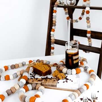 Peachy Party Easter Felt Ball Garland | 9 Ft Pink Pom Pom Garland | Rustic Spring Garland for Mantle, Wall, Table Centerpiece | 100% Wool Felt Garland for Easter, Birthday, Christmas Decor | Rustic