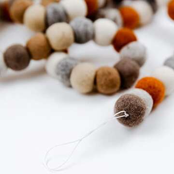 Peachy Party Easter Felt Ball Garland | 9 Ft Pink Pom Pom Garland | Rustic Spring Garland for Mantle, Wall, Table Centerpiece | 100% Wool Felt Garland for Easter, Birthday, Christmas Decor | Rustic