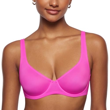 INLYRIC Women's Mesh Balconette Bra Sexy Demi Supportive Comfortable Seamless Underwire Unlined Shee...