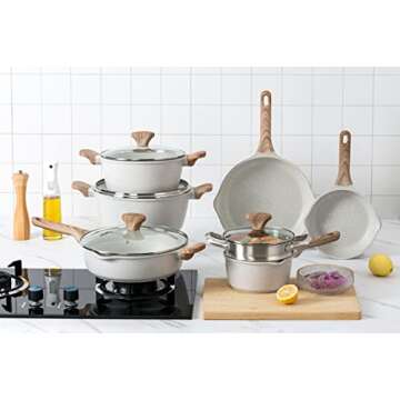 Country Kitchen Non-Stick Cast Aluminum Cookware Set - Durable Kitchen Cookware for Everyday Cooking...
