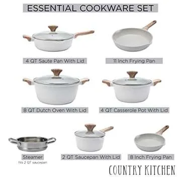 Country Kitchen Non-Stick Cookware Set for Everyday Cooking