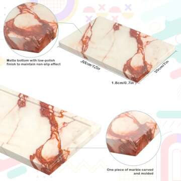 CANDECES Luxurious Real Natural Marble Vanity Tray - Unique Storage for Home