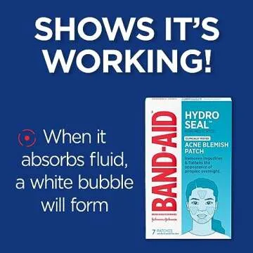 Band-Aid Brand Hydro Seal Acne Patches for Face, Non-Medicated Acne Blemish Patch Absorbs Fluids & Provides a Protective Healing Environment for Pimples, 7 Patches