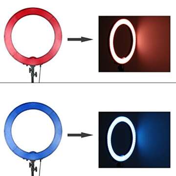 Neewer Blue and Pink Color Filter Set for Neewer 18 inches/48 Centimeters 75W 600W 5500K Ring Light and 55W 240 Pieces LED SMD 5500K Dimmable Ring Light