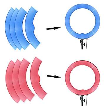 Neewer Blue and Pink Color Filter Set for Neewer 18 inches/48 Centimeters 75W 600W 5500K Ring Light and 55W 240 Pieces LED SMD 5500K Dimmable Ring Light