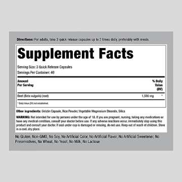 Piping Rock Beet Root Capsules | 1500 mg | 120 Pills | Herbal Extract Supplement | Beta Vulgaris | N...