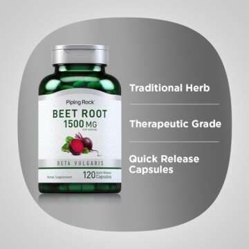 Piping Rock Beet Root Capsules | 1500 mg | 120 Pills | Herbal Extract Supplement | Beta Vulgaris | Non-GMO, Gluten Free