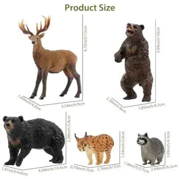 Toymany 12PCS North American Forest Animal Figurines, Realistic Jungle Animal Set Includes Raccoon,L...