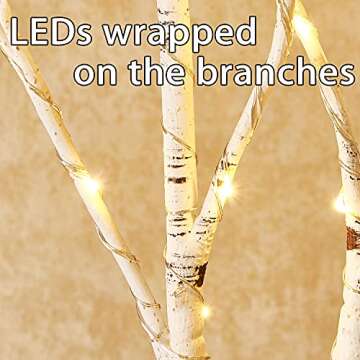 Fudios Lighted White Birch Branches with 100 Multicolor LED Fairy Lights 32in 8 Functions, Battery C...